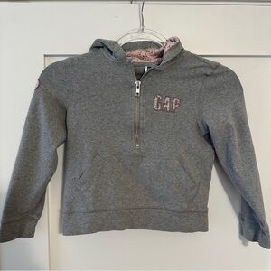 GAP Kids Gray and Pink Floral Hoodie • Small 6/7